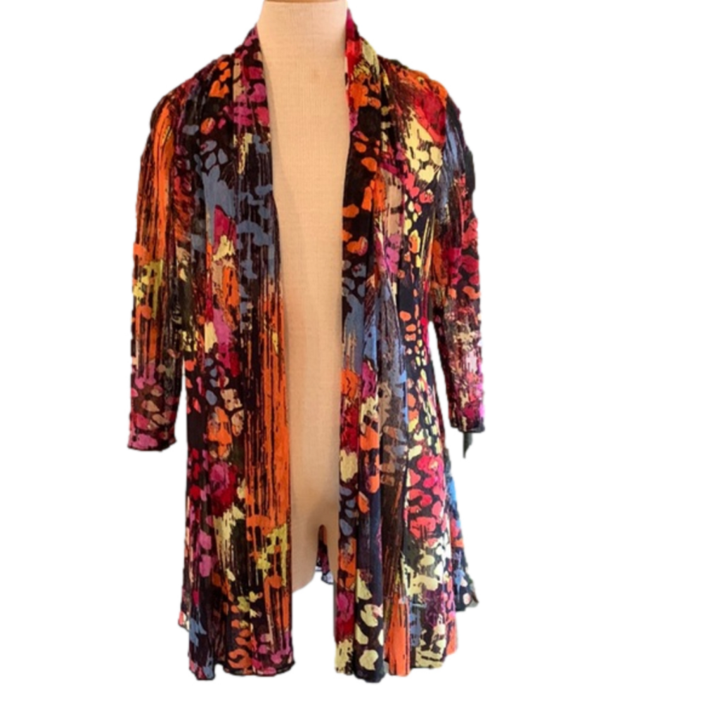 Ali Miles sz S open front multi colored cardigan